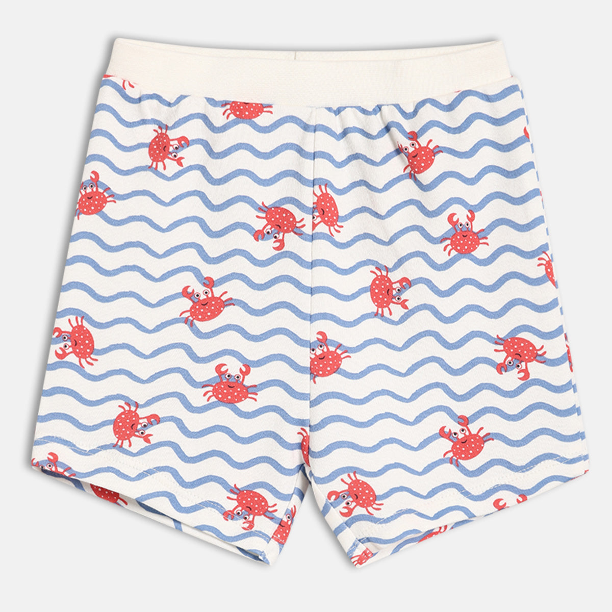 Baby Boys Printed And Solid Knit Shorts Pack Of 2, White And Light Blue