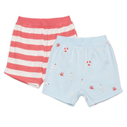 Baby Boys Striped And Ocean Theme Printed Shorts  Pack Of 2, Multicolor