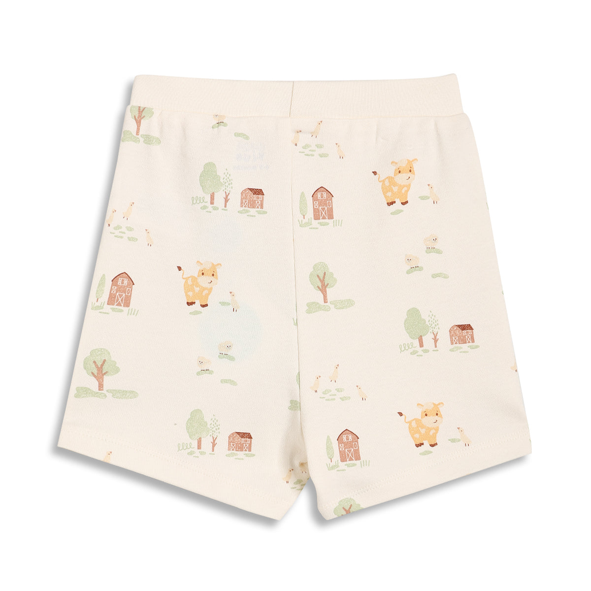 Baby Boys Farm Print and Solid Shorts Pack of 2, Cream and Orange