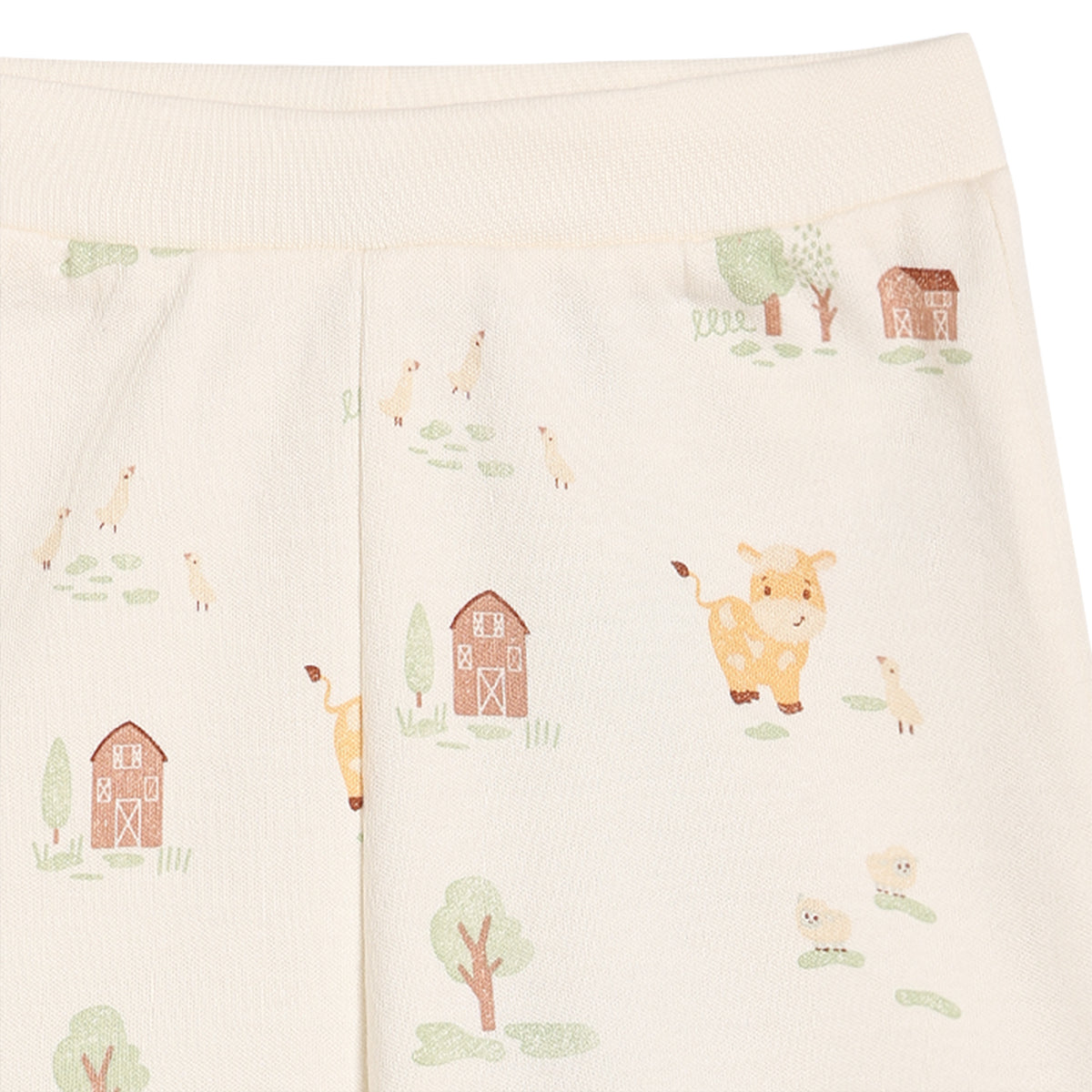 Baby Boys Farm Print and Solid Shorts Pack of 2, Cream and Orange