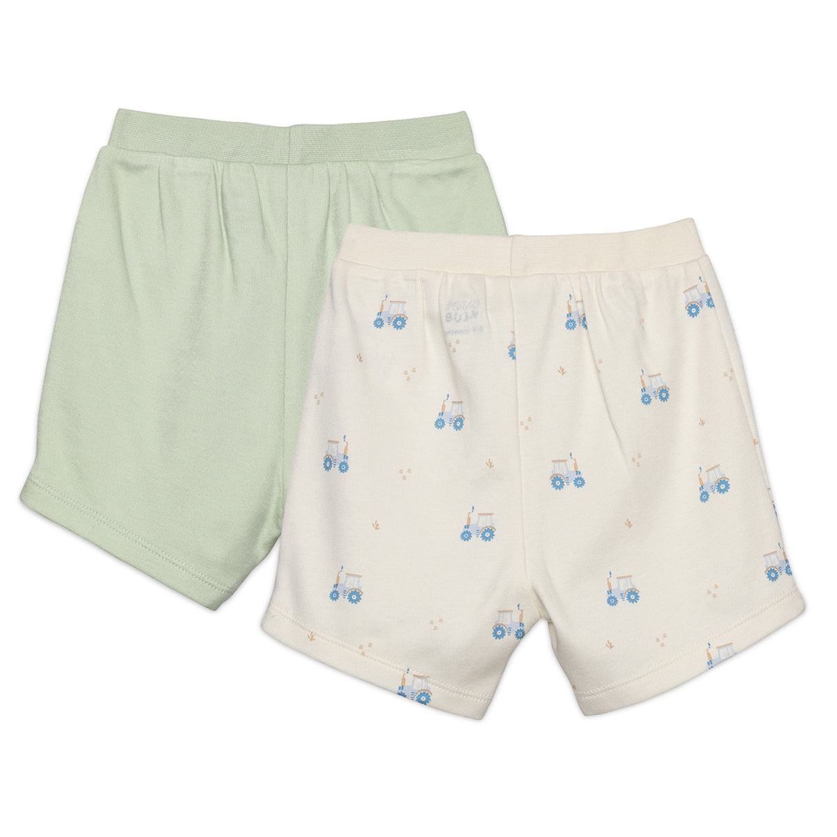 Baby Boys Solid And Farm Theme Printed Shorts Pack Of 2 , Multicolor