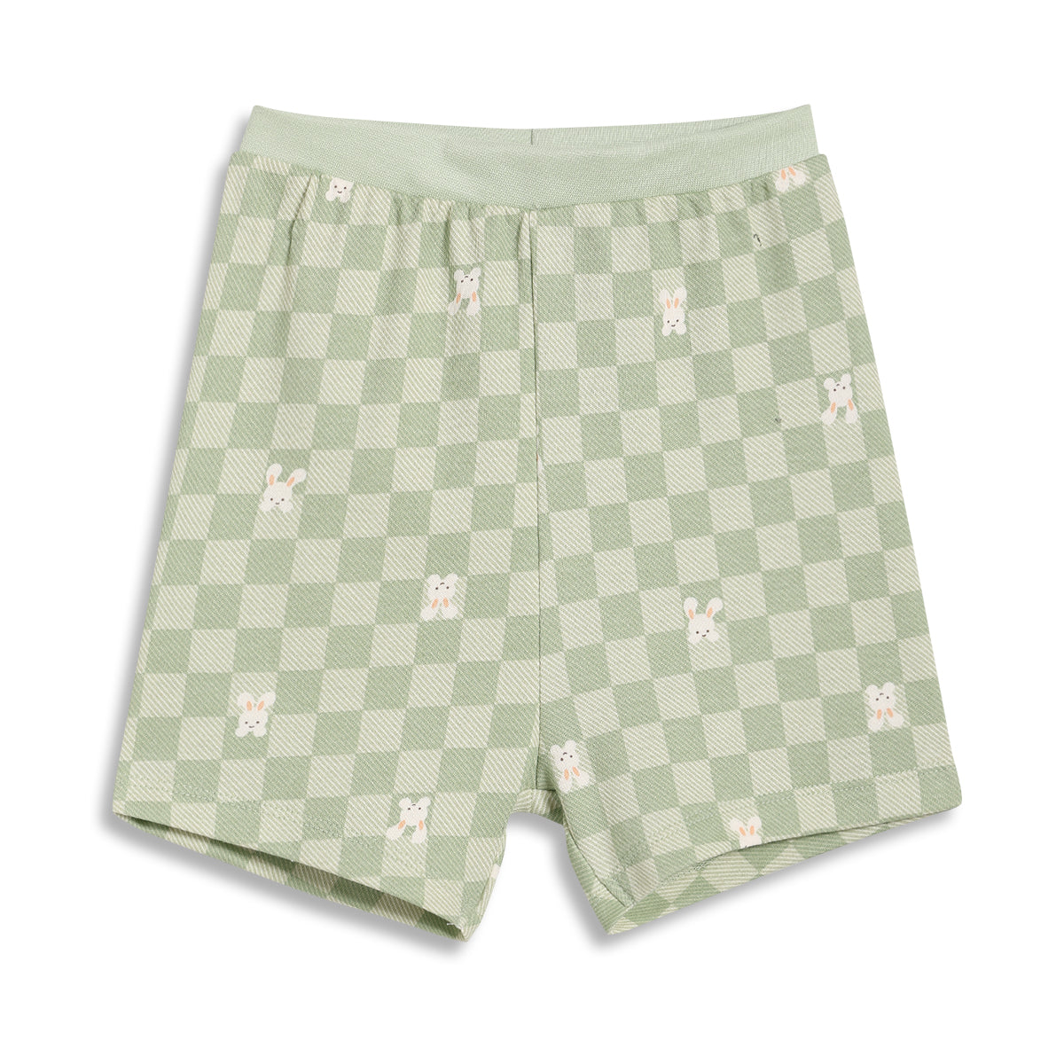 Baby Boys Checkered Print and Solid Shorts Pack of 2, Green and Beige
