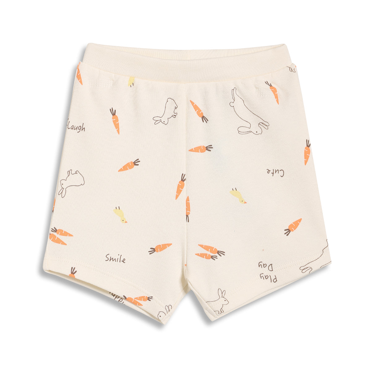 Baby Boys Bunny Print and Solid Shorts Pack of 2, Cream and Light Green