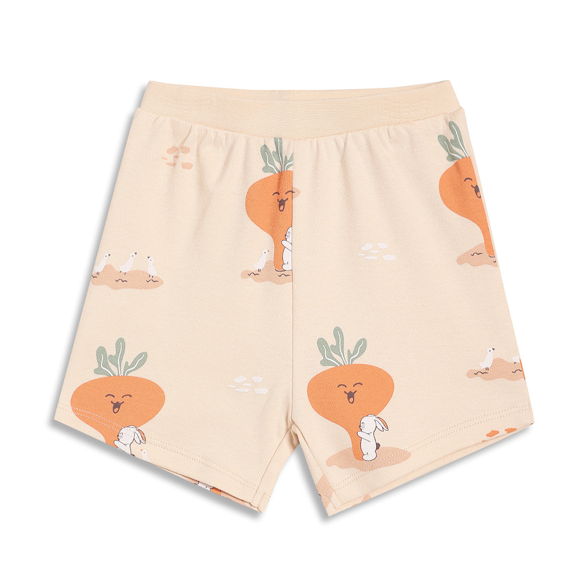 Baby Boys Carrot Print and Solid Shorts Pack of 2, Cream and Orange
