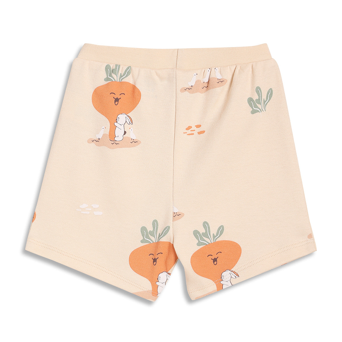 Baby Boys Carrot Print and Solid Shorts Pack of 2, Cream and Orange