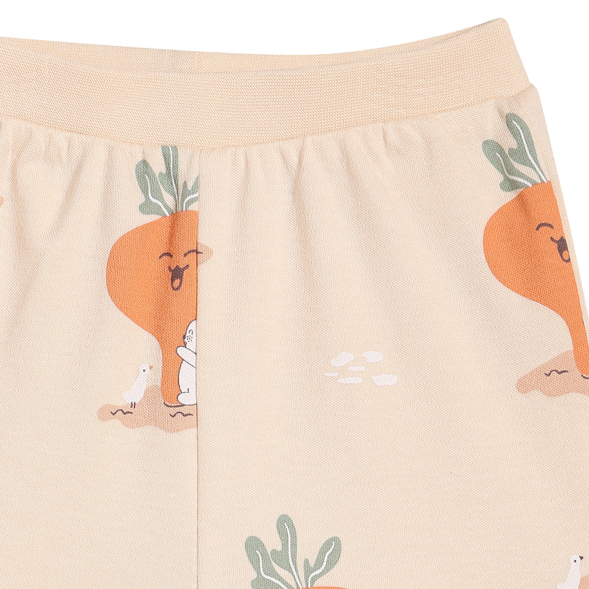 Baby Boys Carrot Print and Solid Shorts Pack of 2, Cream and Orange