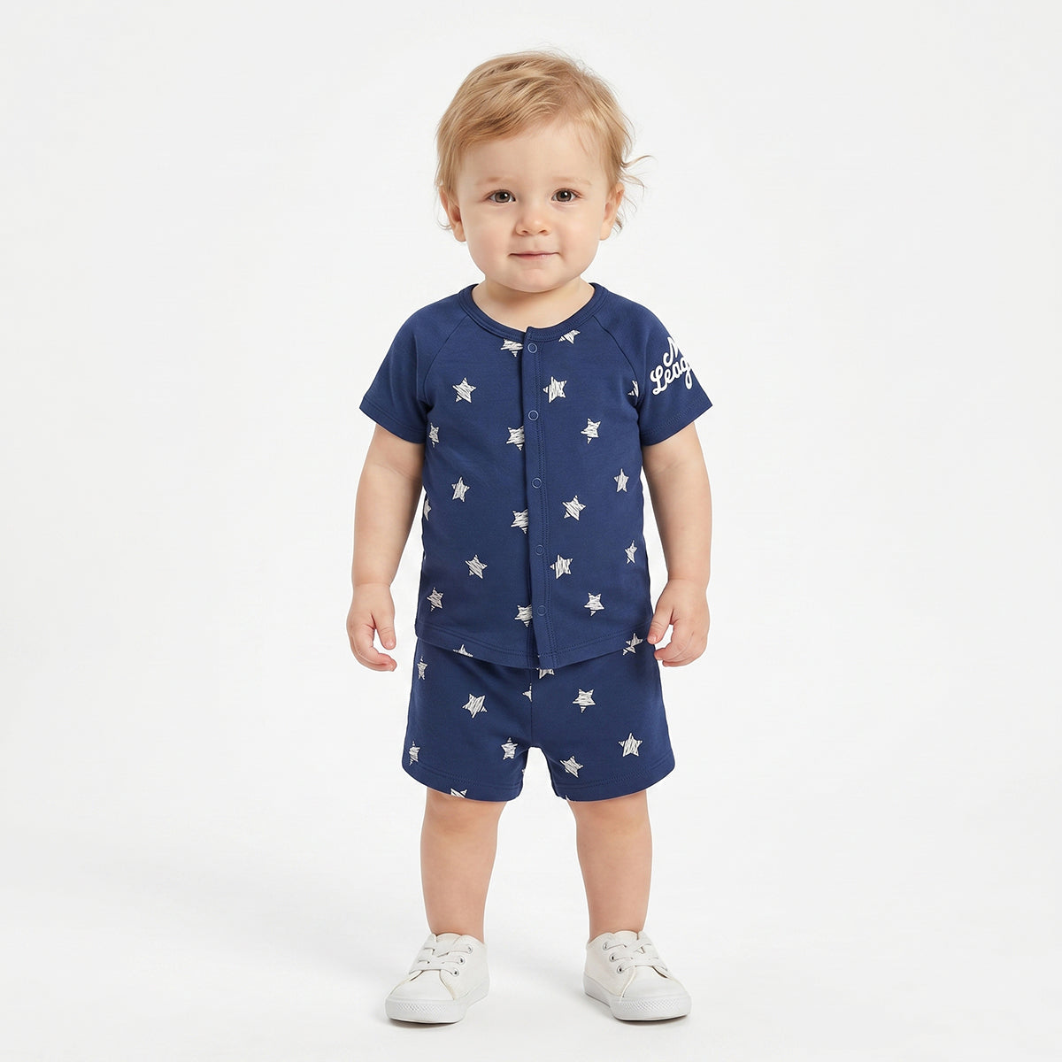 Baby Boys Printed Knit Shorts Pack of 2, Yellow and Navy Blue