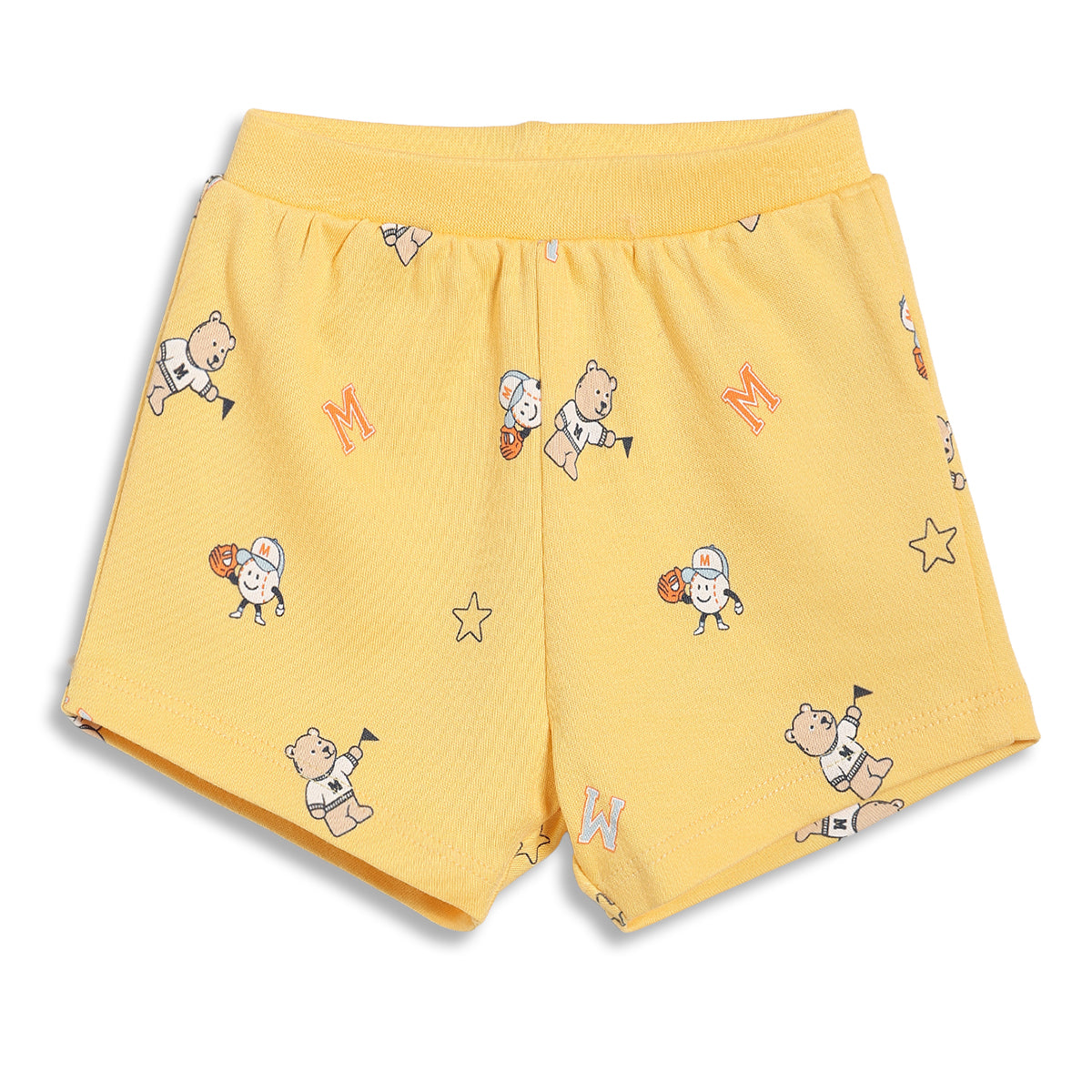 Baby Boys Printed Knit Shorts Pack of 2, Yellow and Navy Blue