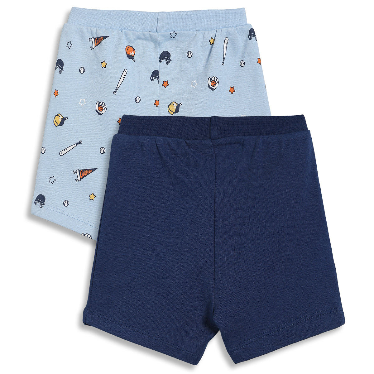 Baby Boys Sports Print Knit Shorts Pack of 2, Light Blue and Navy Blue