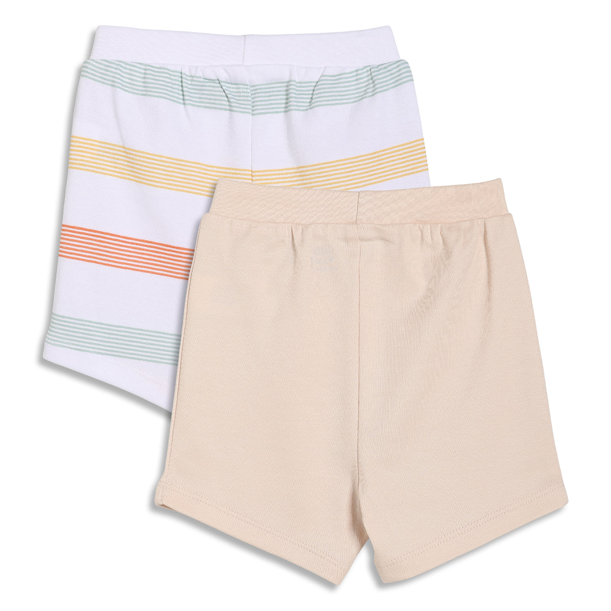 Baby Boys Striped and Solid Knit Shorts Pack of 2, White and Peach