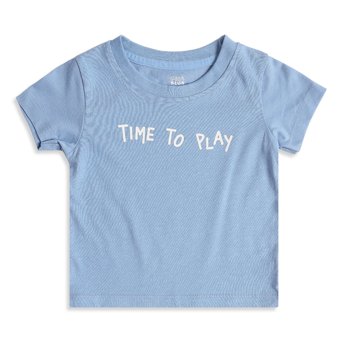 Baby Boys Pack Of 2 Blue and Off White Cotton T-Shirts Regular Fit Casual Kids T-Shirts
