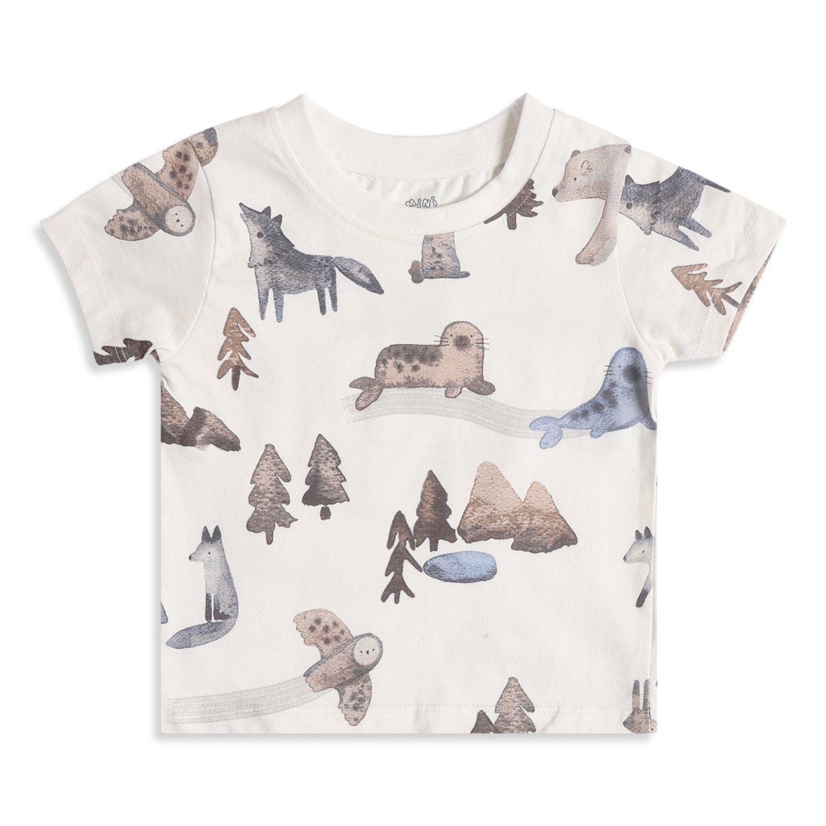 Baby Boys Pack Of 2 Blue and Off White Cotton T-Shirts Regular Fit Casual Kids T-Shirts