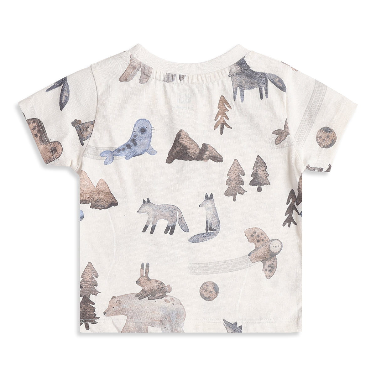 Baby Boys Pack Of 2 Blue and Off White Cotton T-Shirts Regular Fit Casual Kids T-Shirts