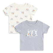 Baby Boys Pack of 2 Animal & Bicycle Print Half Sleeves Cotton T-Shirts Regular Fit Casual Tees