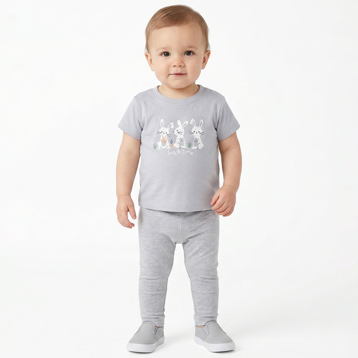 Baby Boys Pack of 2 Animal & Bicycle Print Half Sleeves Cotton T-Shirts Regular Fit Casual Tees