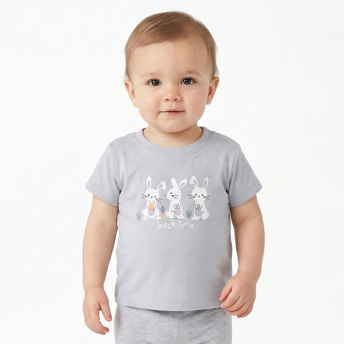 Baby Boys Pack of 2 Animal & Bicycle Print Half Sleeves Cotton T-Shirts Regular Fit Casual Tees