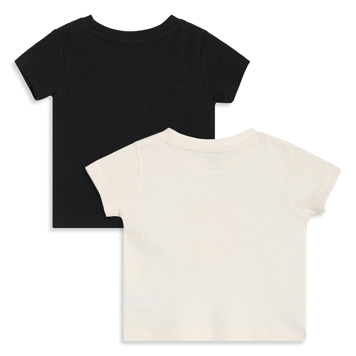 Baby Boys Black and Off White Cotton Printed T-Shirts Pack of 2 Regular Fit Casual Wear