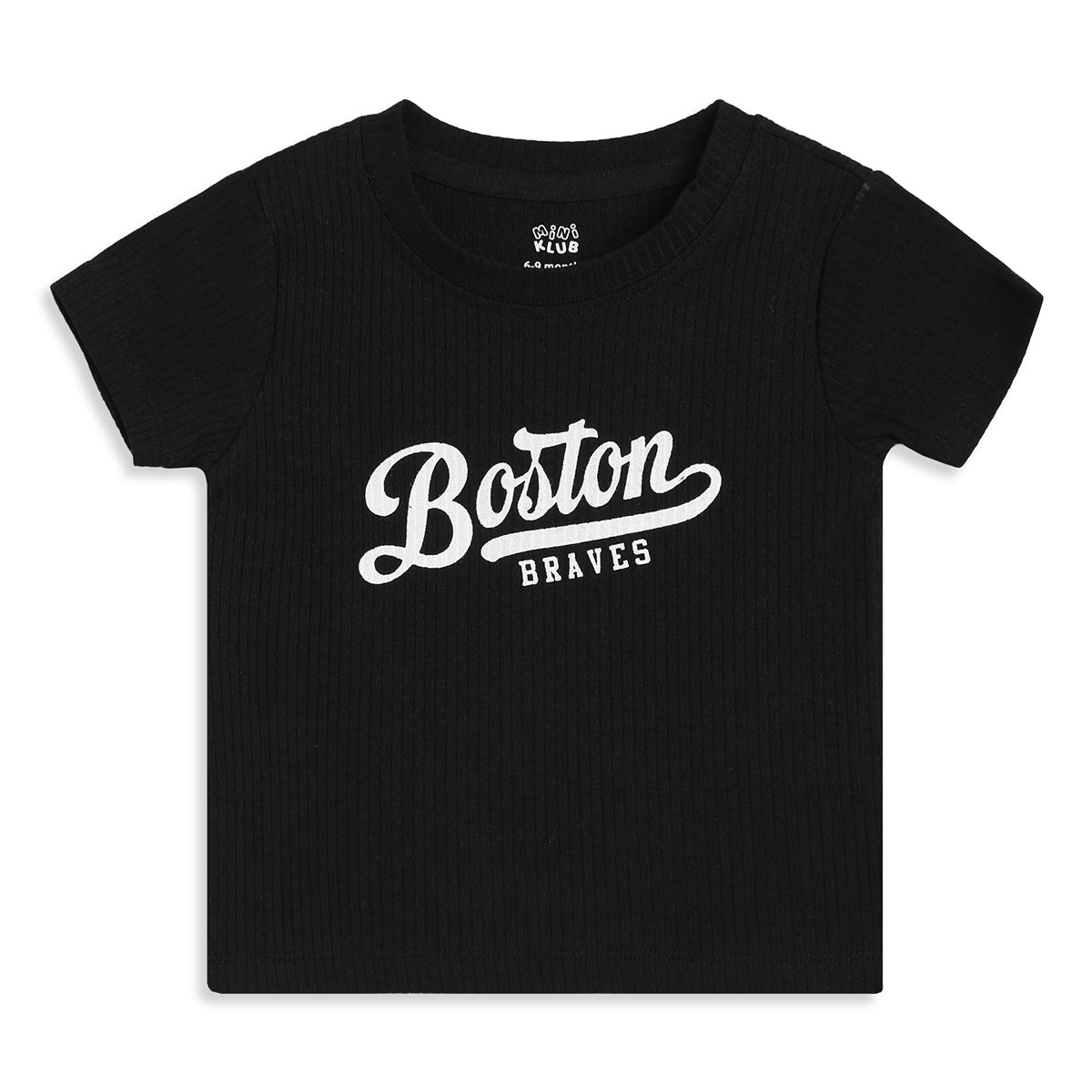 Baby Boys Black and Off White Cotton Printed T-Shirts Pack of 2 Regular Fit Casual Wear