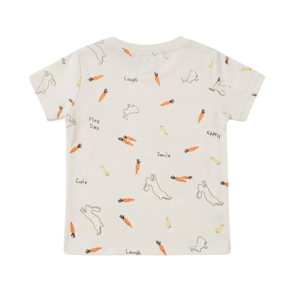 Baby Girls Ivory Cotton Bunny Print T-Shirt Regular Fit Casual Wear
