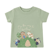 Baby Boys Mint Green Cotton Farm Graphic T-Shirt Regular Fit Casual Wear