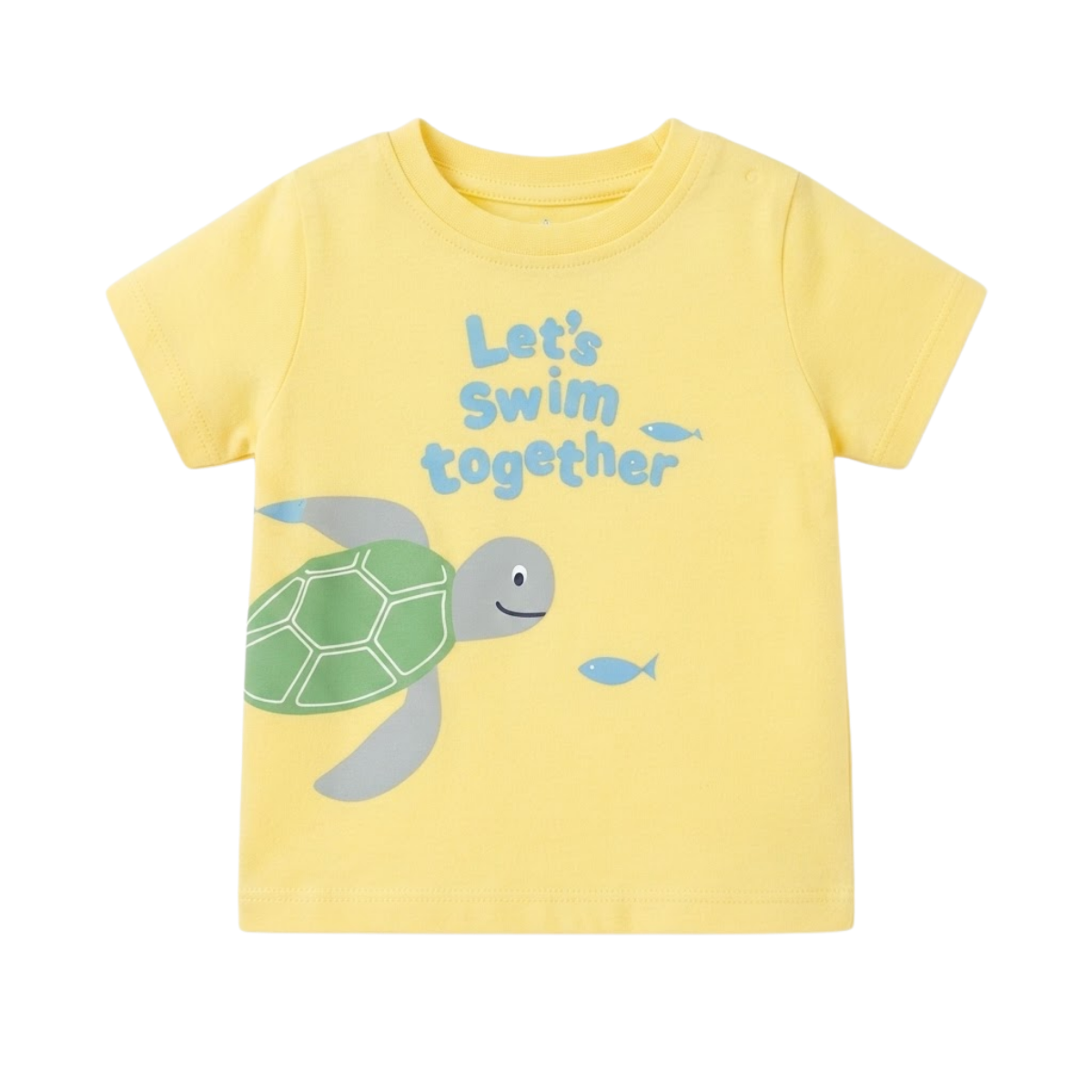 Baby Boys Yellow Cotton Turtle Graphic T-Shirt Regular Fit Casual Wear