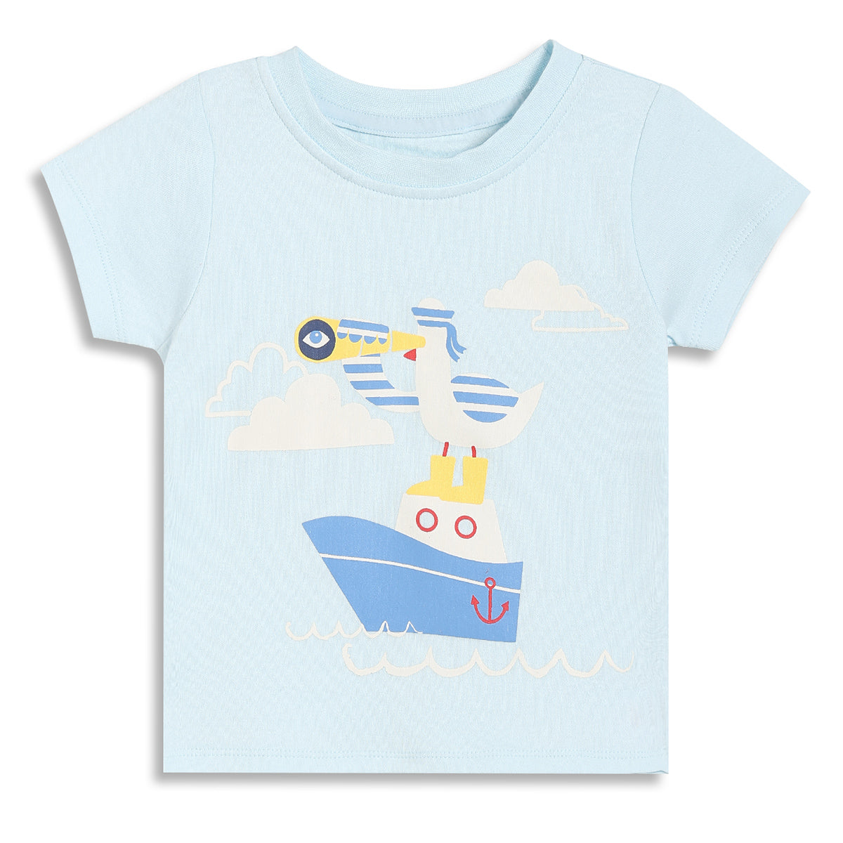 Baby Boys Sailboat and Seagull Print T-Shirts Pack of 2, Yellow and Light Blue