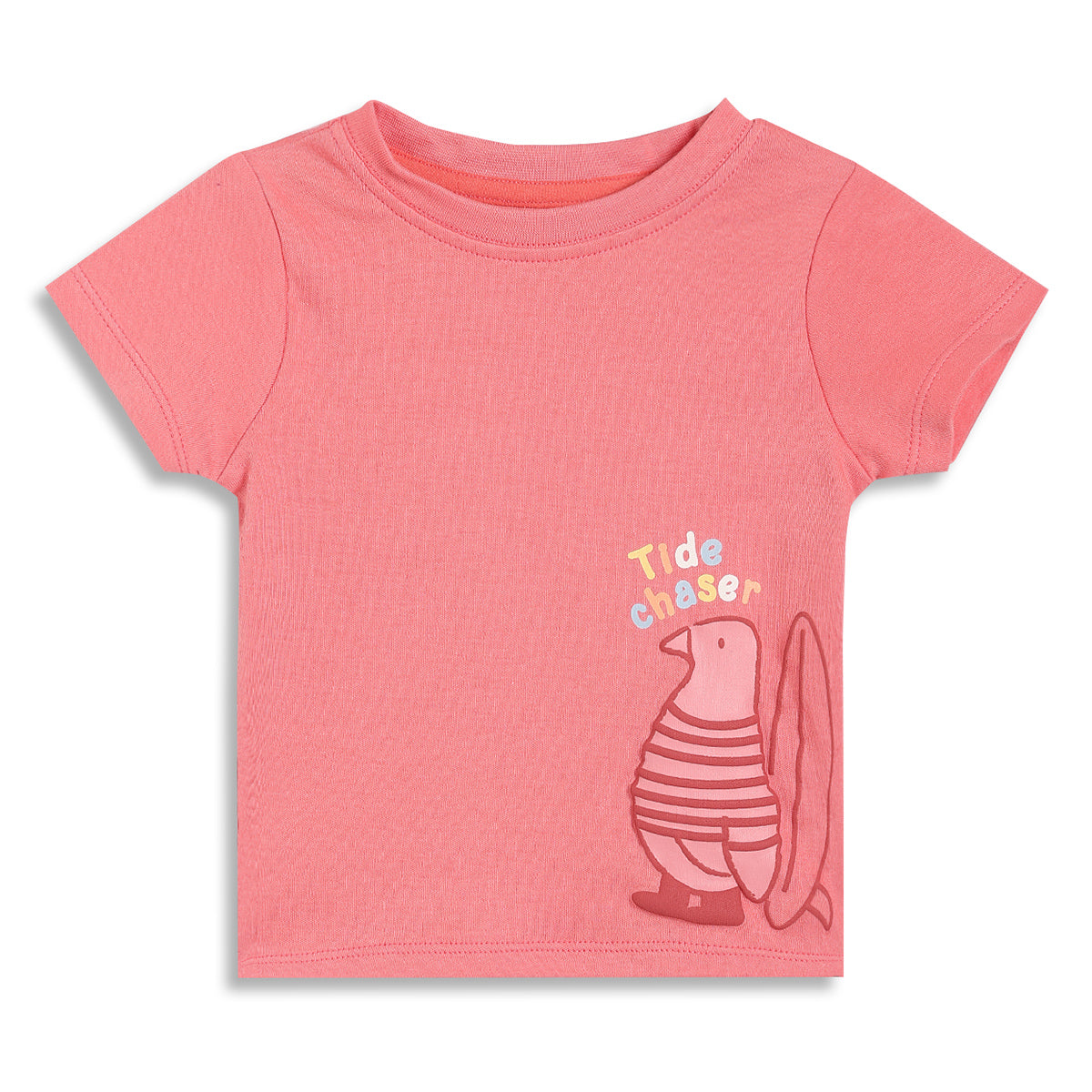 Baby Boys Seal Print and Solid T-Shirts Pack of 2, Blue and Coral