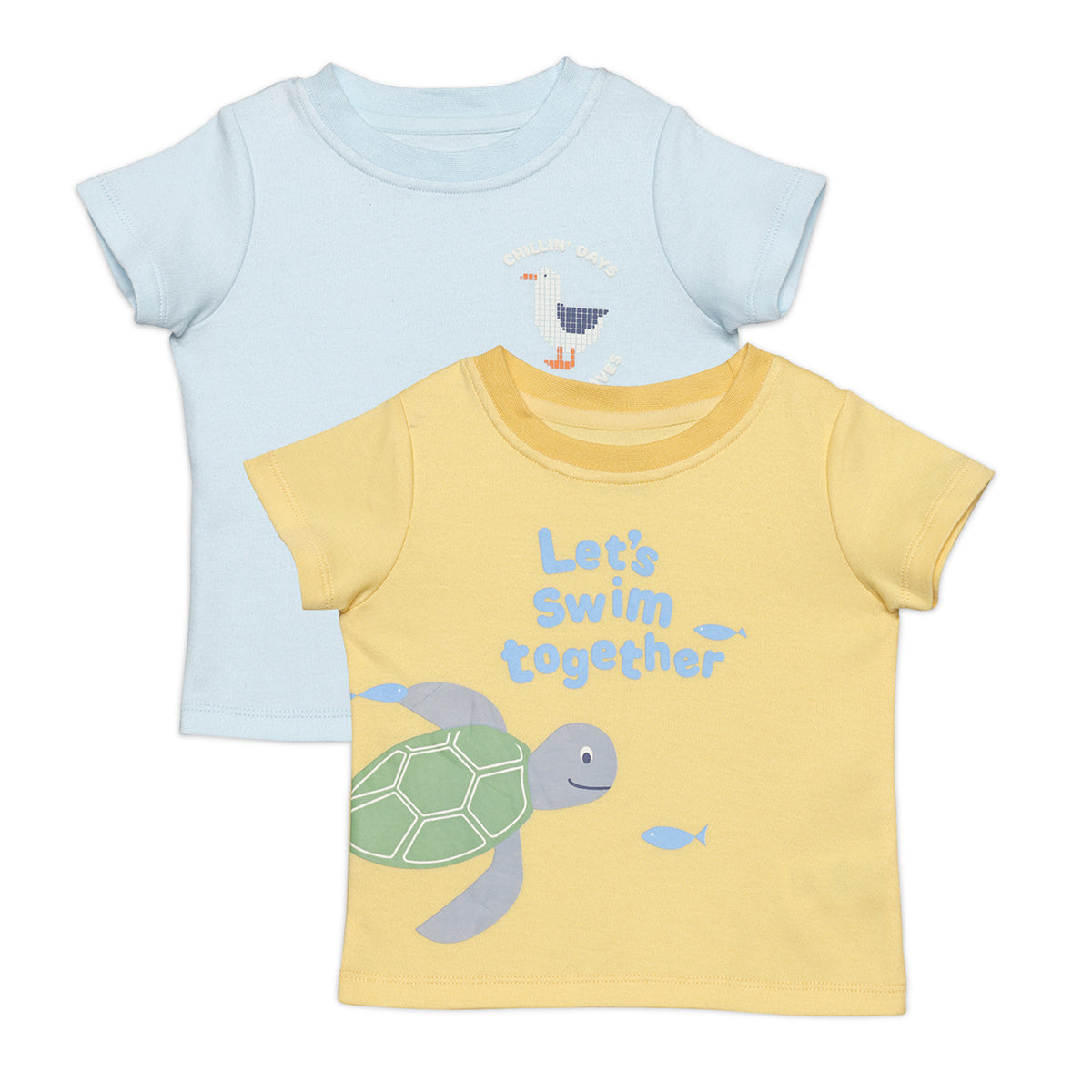 Baby Boys Text Printed T-Shirts Pack of 2 , Multicolor