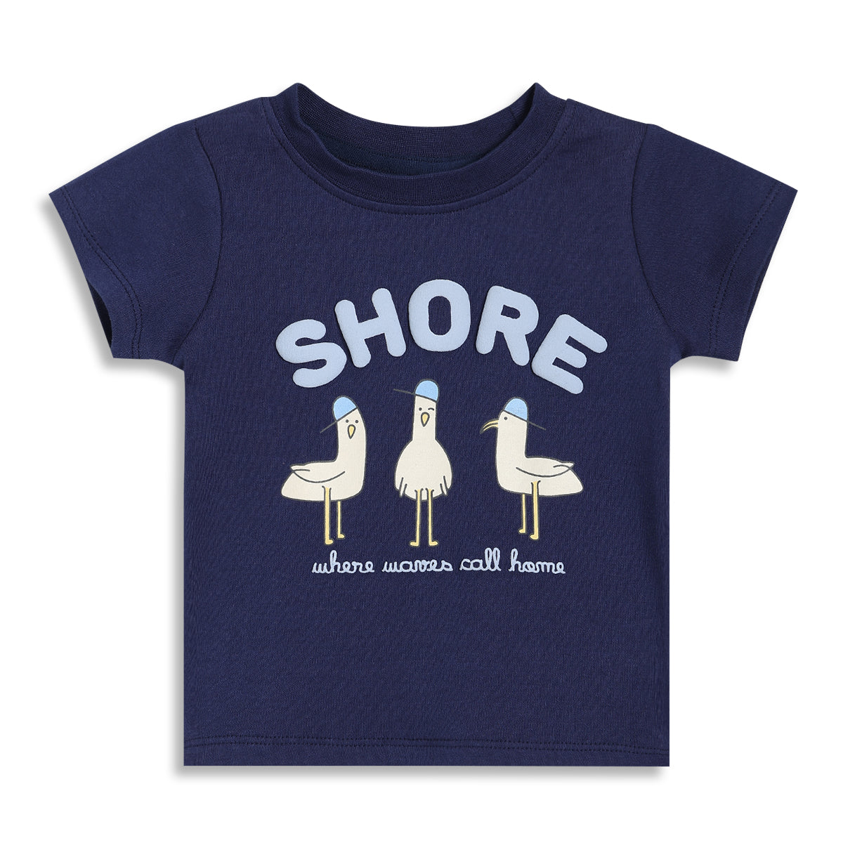 Baby Boys Graphic Print T-Shirts Pack of 2, Navy Blue and Off-White