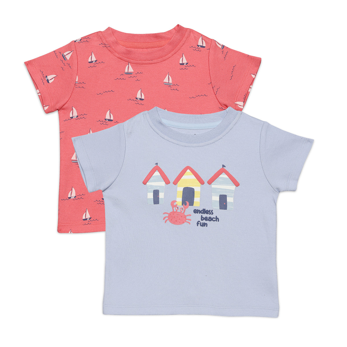 Baby Boys Beach Theme Printed T-Shirts  Pack Of 2, Multicolor