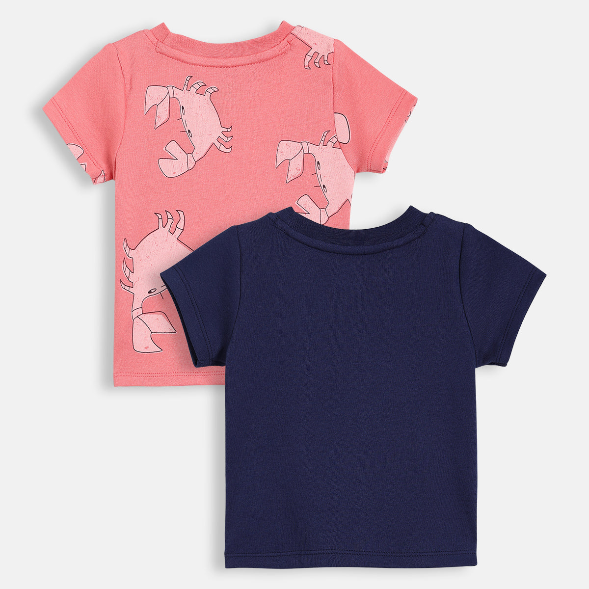 Baby Boys Crab Print T-Shirts Pack of 2, Navy Blue and Coral