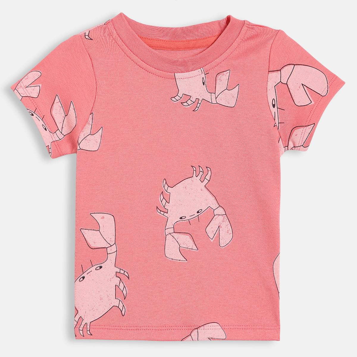 Baby Boys Crab Print T-Shirts Pack of 2, Navy Blue and Coral