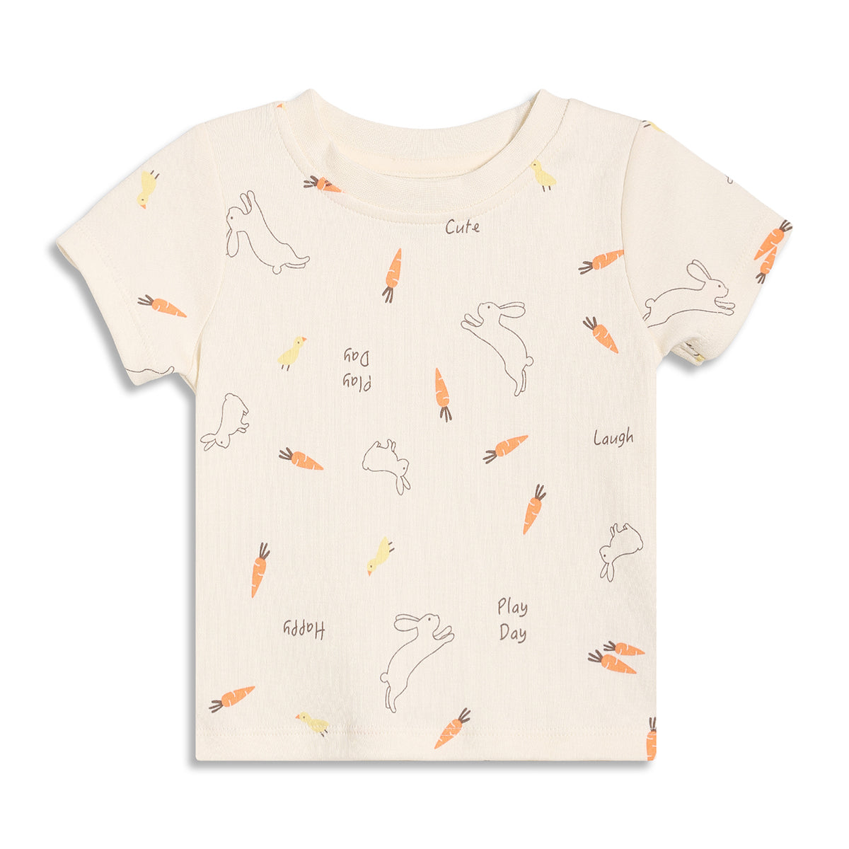 Baby Boys Bunny Print and Farm Graphic T-Shirts Pack of 2, Cream and Light Green