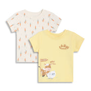 Baby Boys Carrot Print and Farm Animal Graphic T-Shirts Pack of 2, Cream and Yellow