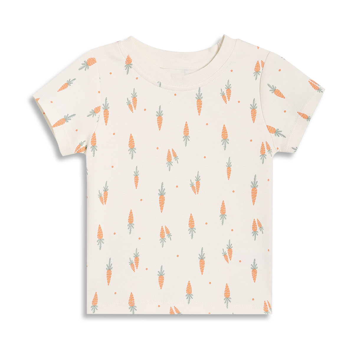 Baby Boys Carrot Print and Farm Animal Graphic T-Shirts Pack of 2, Cream and Yellow