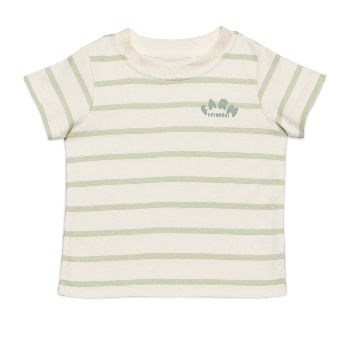 Baby Boys Striped and Farm Theme Printed T-Shirts Pack of 2, Orange and Cream