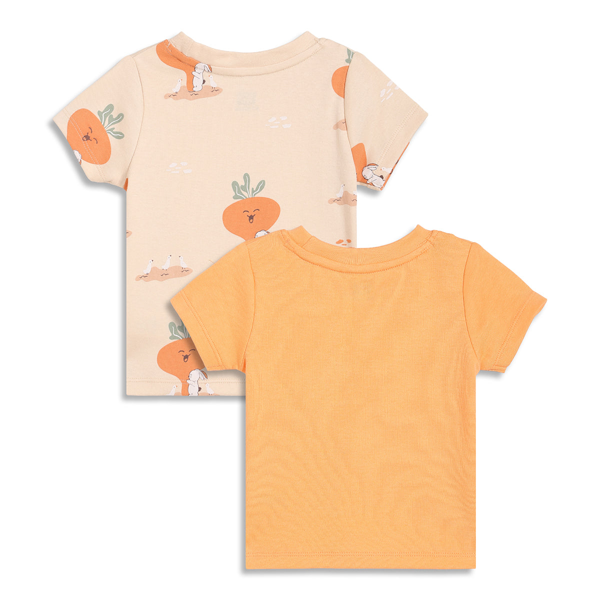 Baby Veggie Print T-Shirts Pack of 2, Peach and Cream