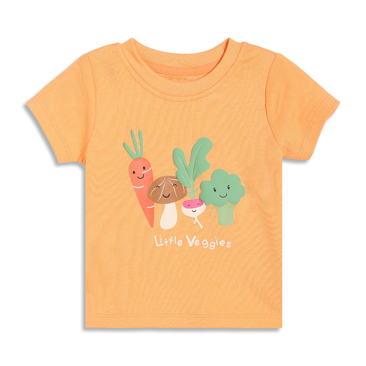 Baby Veggie Print T-Shirts Pack of 2, Peach and Cream