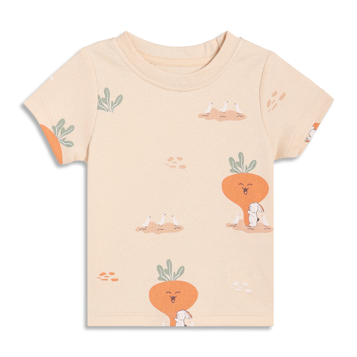 Baby Veggie Print T-Shirts Pack of 2, Peach and Cream
