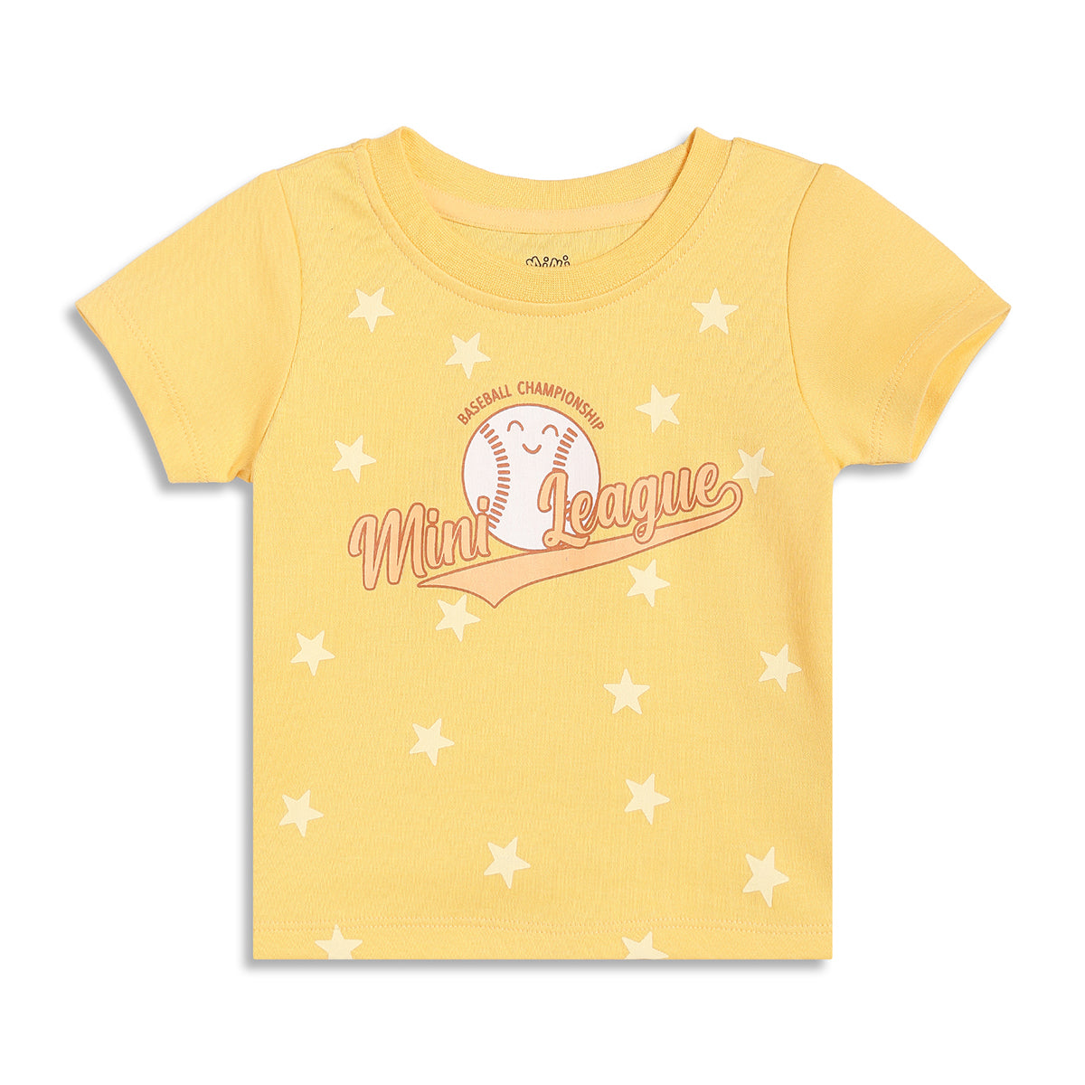Baby Boys Mini League Print T-Shirts Pack of 2, Yellow and Navy Blue
