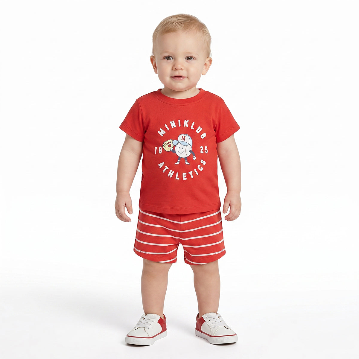 Baby Boys Printed T-Shirts Pack of 2, Red and Light Grey
