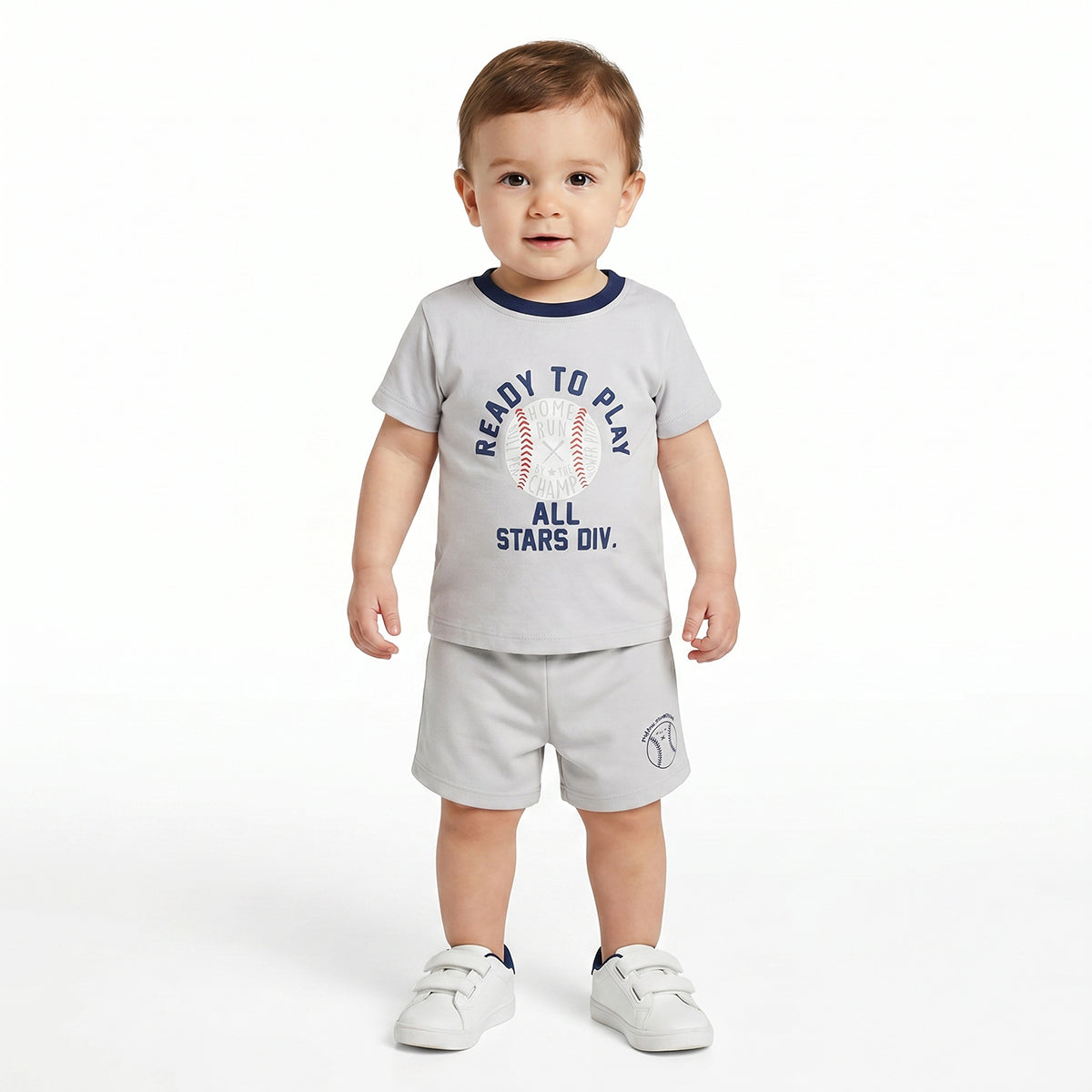 Baby Boys Printed T-Shirts Pack of 2, Red and Light Grey