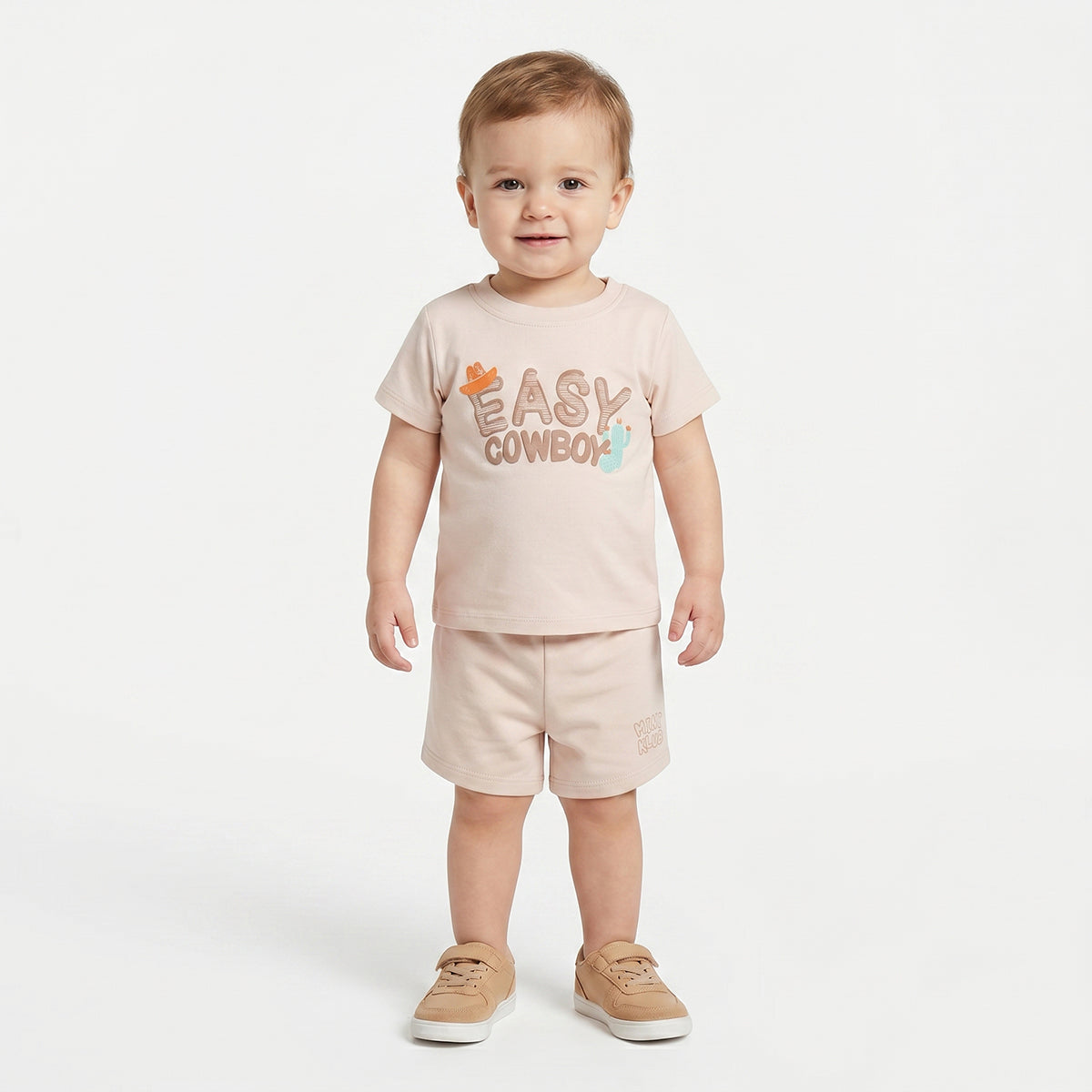 Baby Boys Cowboy Print T-Shirts Pack of 2, Peach and White