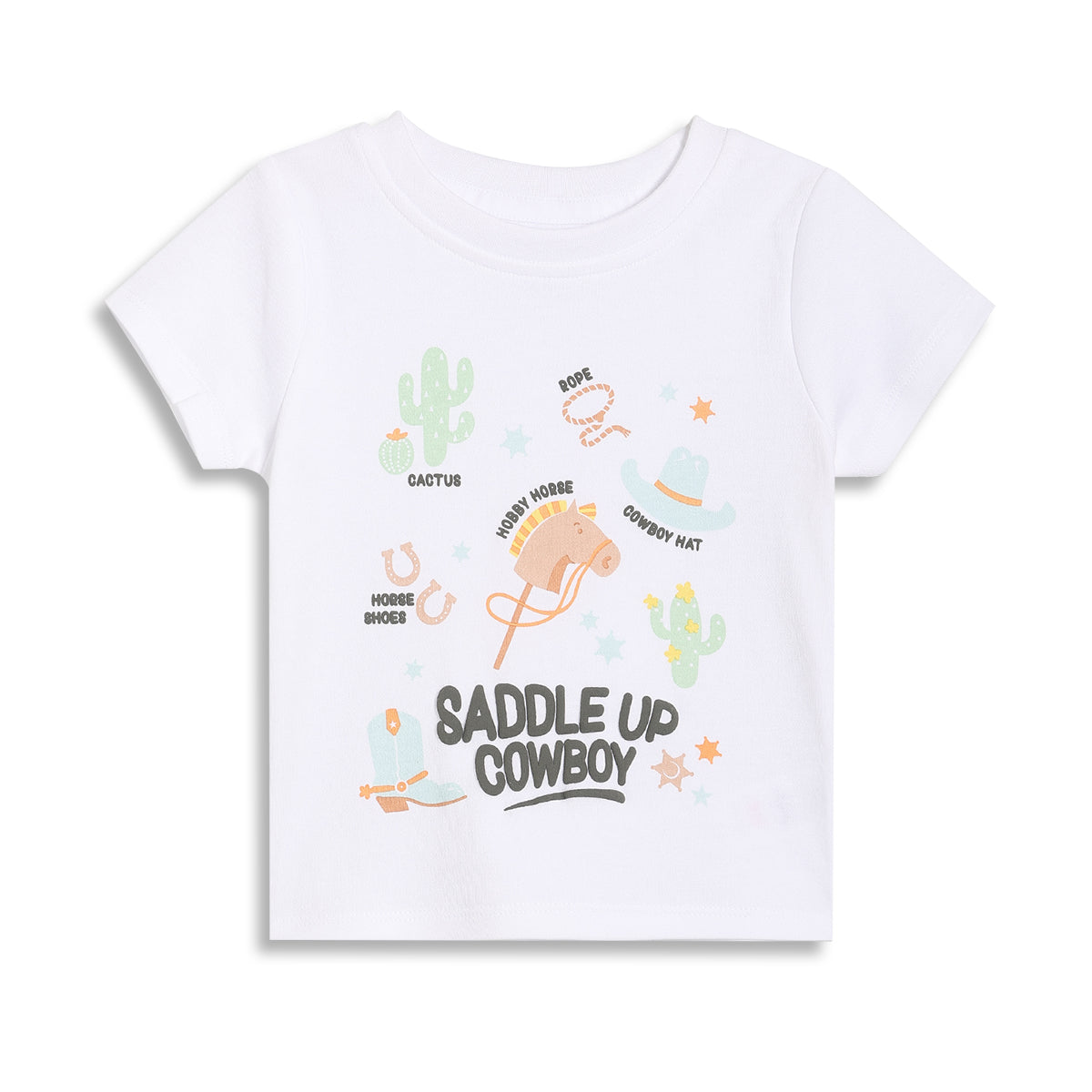 Baby Boys Cowboy Print T-Shirts Pack of 2, Peach and White