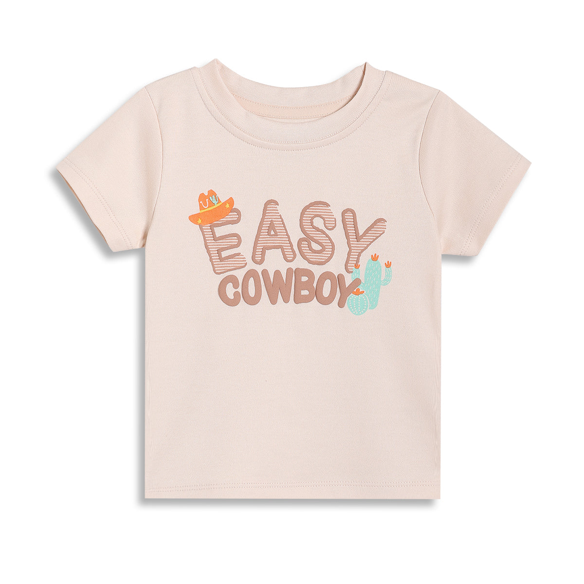 Baby Boys Cowboy Print T-Shirts Pack of 2, Peach and White