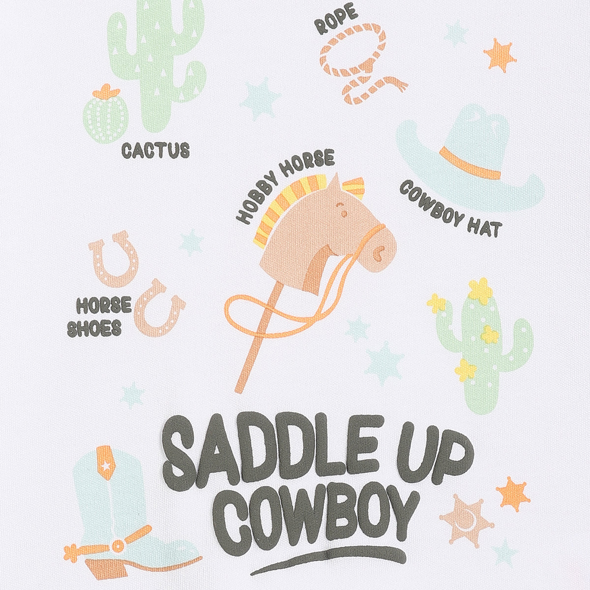 Baby Boys Cowboy Print T-Shirts Pack of 2, Peach and White