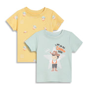 Baby Boys Cowboy Print T-Shirts Pack of 2, Yellow and Mint Green