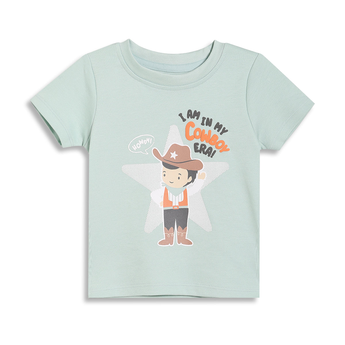 Baby Boys Cowboy Print T-Shirts Pack of 2, Yellow and Mint Green