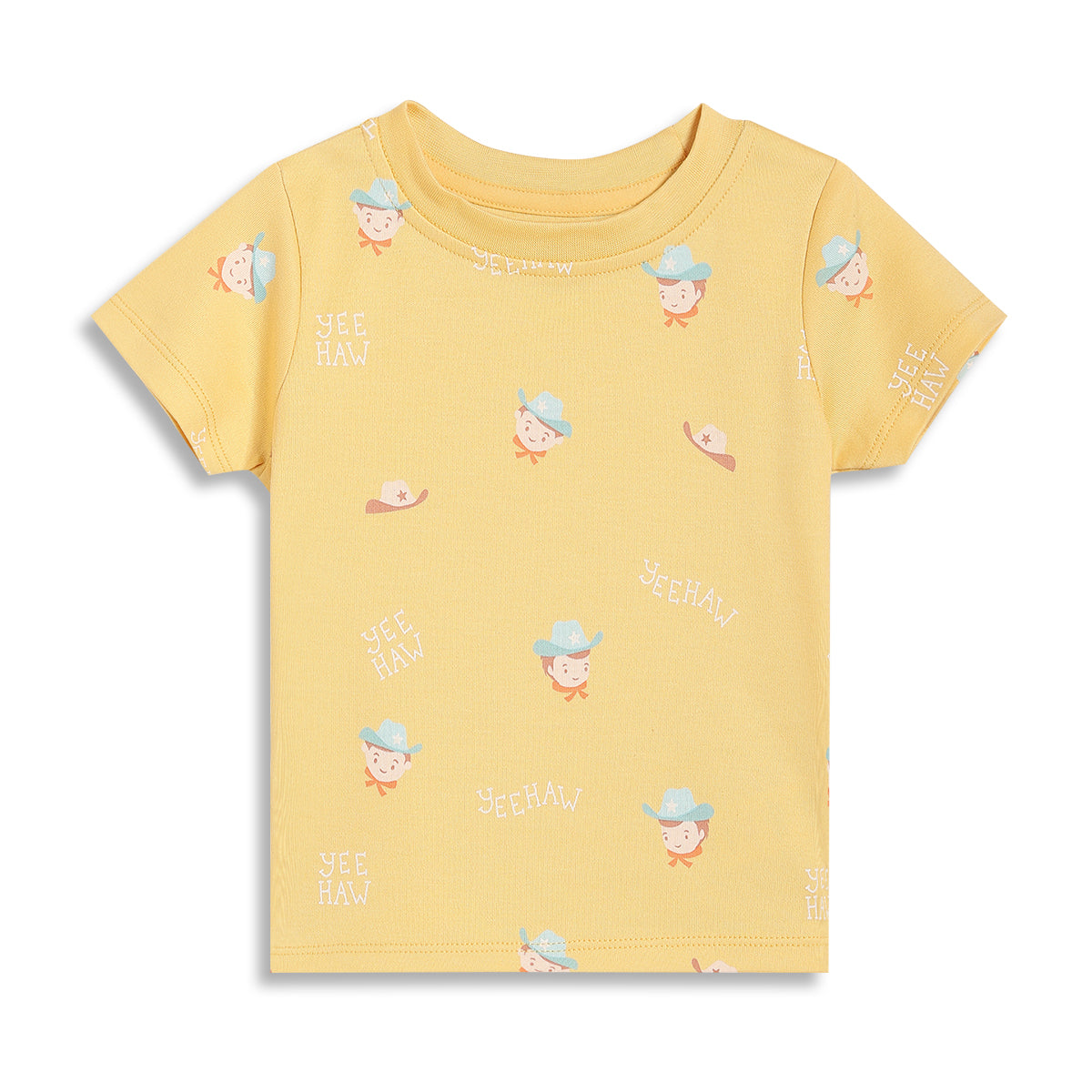 Baby Boys Cowboy Print T-Shirts Pack of 2, Yellow and Mint Green