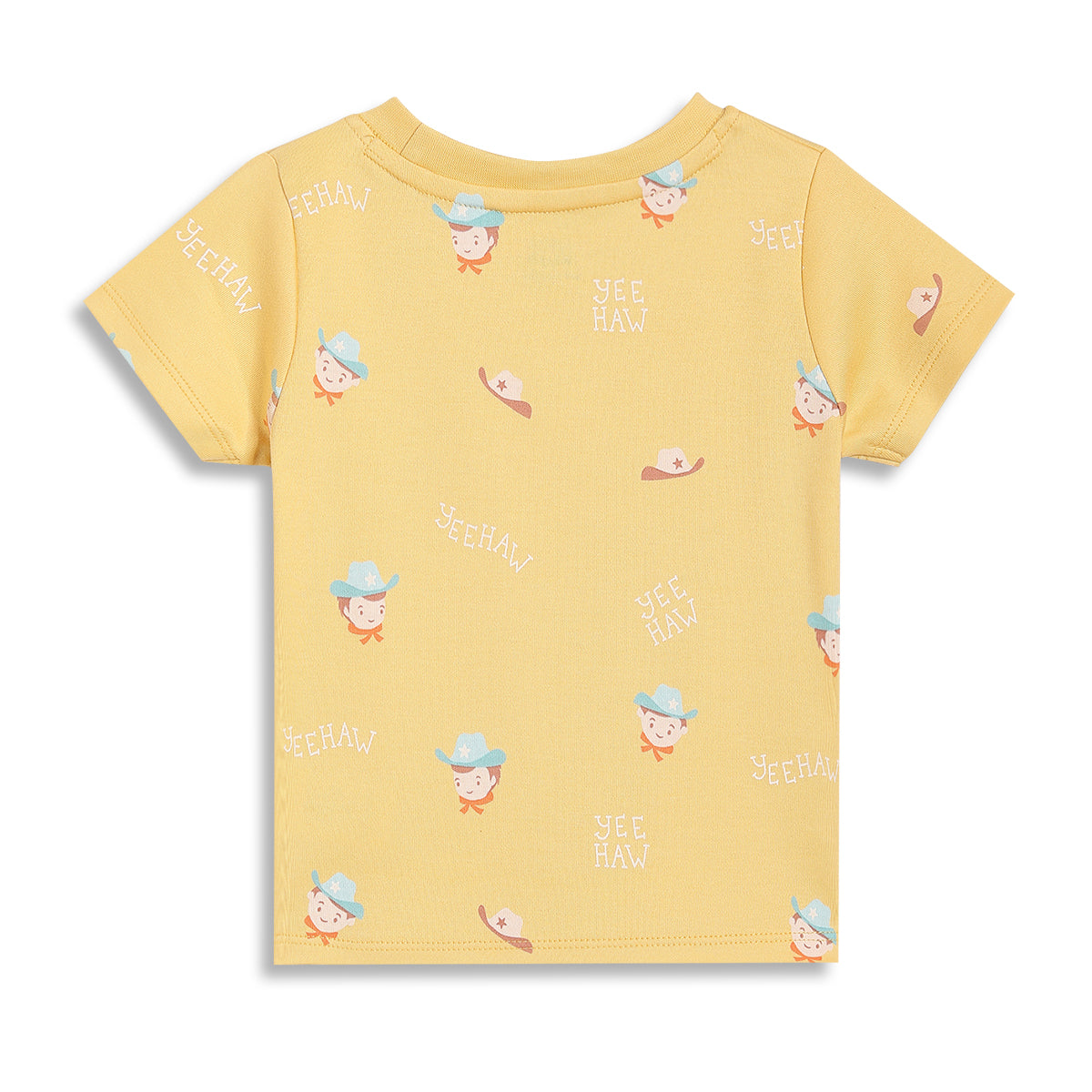 Baby Boys Cowboy Print T-Shirts Pack of 2, Yellow and Mint Green